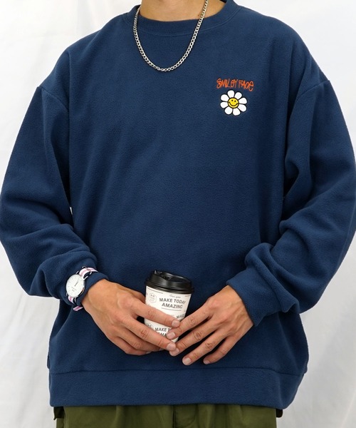 SMILEY FACE(スマイリーフェイス)の「【GROOVY STORE】SMILEY FACE オーバーサイズ フリーストレーナー(スウェット・メンズ・ブラック/アイボリー/ダークブルー/グレイッシュベージュ・M/L/LL)」の17枚目の写真