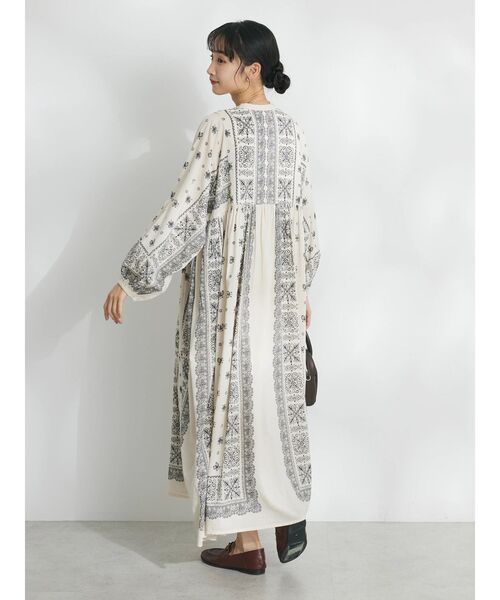 CRAFT STANDARD BOUTIQUE（クラフトスタンダードブティック）の「【追加】パネル柄ウエスト切り替えボリュームワンピース（ワンピース・レディース・ライトベージュ/チャコールグレー/ライトグリーン/ブルー・FREE）」の8枚目の写真