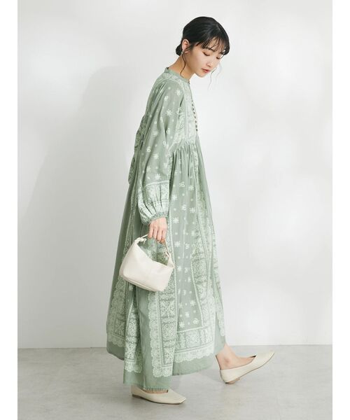 CRAFT STANDARD BOUTIQUE（クラフトスタンダードブティック）の「【追加】パネル柄ウエスト切り替えボリュームワンピース（ワンピース・レディース・ライトベージュ/チャコールグレー/ライトグリーン/ブルー・FREE）」の21枚目の写真