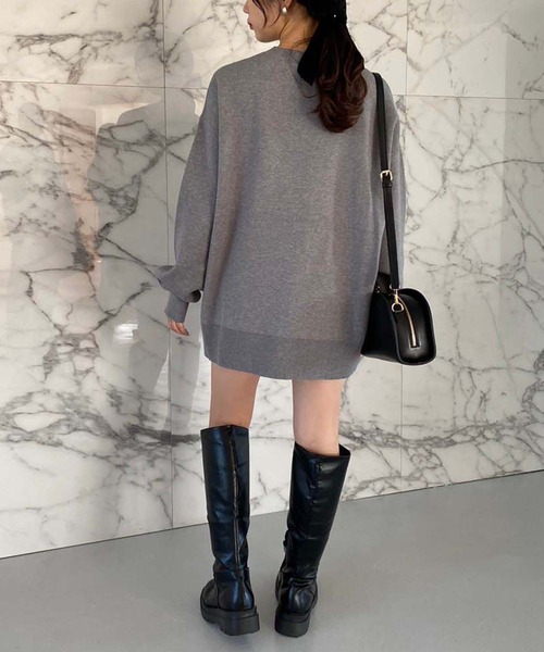 one after another NICE CLAUP（ワンアフターアナザーナイスクラップ）の「オーバーサイズロゴジャガードニット（ニット/セーター・レディース・オフホワイト/ブラック/グレー/ピンク・FREE）」の10枚目の写真