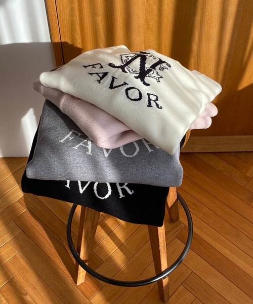 one after another NICE CLAUP（ワンアフターアナザーナイスクラップ）の「オーバーサイズロゴジャガードニット（ニット/セーター・レディース・オフホワイト/ブラック/グレー/ピンク・FREE）」の12枚目の写真