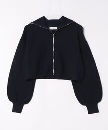 ジップアップクロップド丈ニットカーディガン