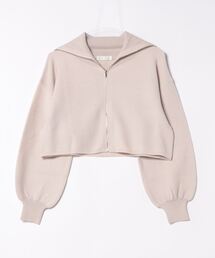 ジップアップクロップド丈ニットカーディガン