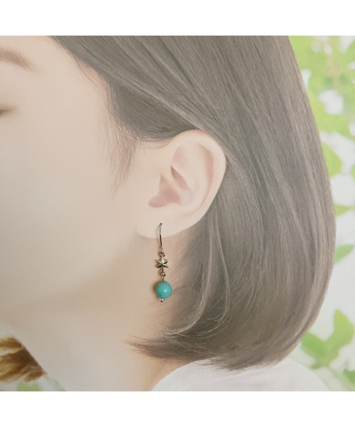 tone(トーン)の「【fuwari】星×天然石 サージカルステンレス ピアス(MA)(ピアス(両耳用)・レディース・グリーン/パープル/ターコイズブルー/レッド/イエロー系その他・FREE)」の9枚目の写真