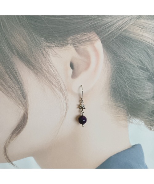 tone(トーン)の「【fuwari】星×天然石 サージカルステンレス ピアス(MA)(ピアス(両耳用)・レディース・グリーン/パープル/ターコイズブルー/レッド/イエロー系その他・FREE)」の10枚目の写真