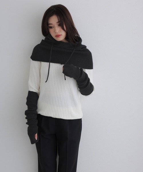 フーディー＆アームウォーマー（ニット/セーター）｜ElegChic