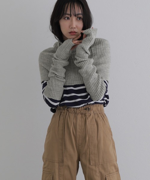 フーディー＆アームウォーマー（ニット/セーター）｜ElegChic