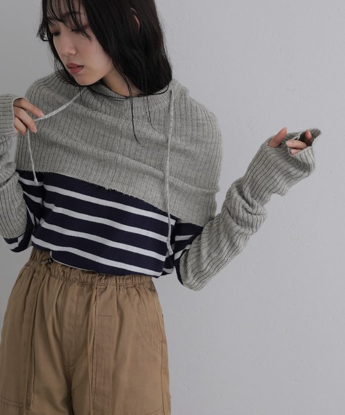 フーディー＆アームウォーマー（ニット/セーター）｜ElegChic