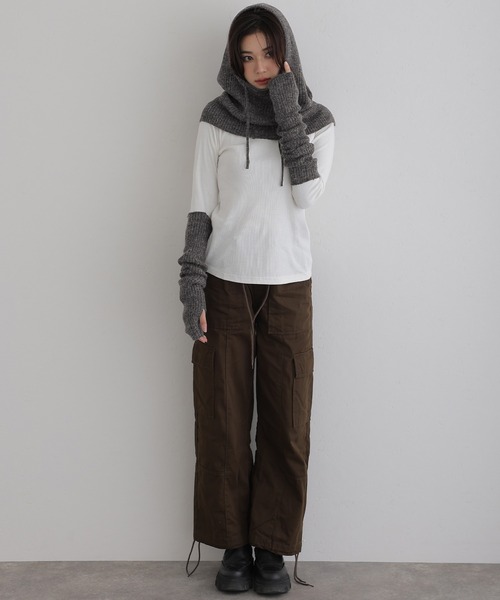 フーディー＆アームウォーマー（ニット/セーター）｜ElegChic