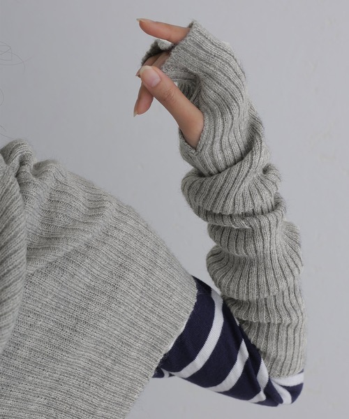 フミカウチダ　希少ニットフリンジアームウォーマー レッグウォーマー アームカバー ニット ウール フリンジ