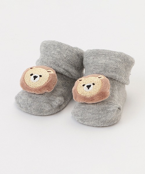petit main（プティマイン）の「アニマルモチーフカップソックス（ベビーシューズ/ベビーソックス・キッズ・ライトピンク/ライトグレー/アイボリー・9-11cm/11-13cm）」の2枚目の写真