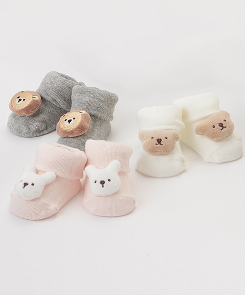 petit main（プティマイン）の「アニマルモチーフカップソックス（ベビーシューズ/ベビーソックス・キッズ・ライトピンク/ライトグレー/アイボリー・9-11cm/11-13cm）」の4枚目の写真