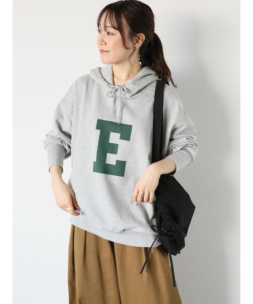 ehka sopo(エヘカソポ)の「Eロゴオーバーサイズパーカー(Tシャツ/カットソー・レディース・グレー/オフホワイト/ブルー/ピンク・F)」の12枚目の写真