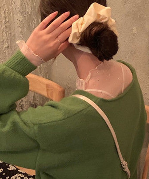 SHEPP(シープ)の「ドットプリント フリルロンT/シアートップス(Tシャツ/カットソー・レディース・アイボリー/ブラック・M/S/L)」の11枚目の写真