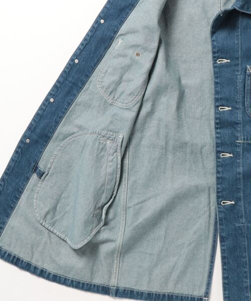 Lee(リー)の「【Lee/リー】オーバーサイズ ロング丈 デニムワークコート/カバーオール(カバーオール・メンズ・ライトインディゴブルー/インディゴブルー・L/M)」の7枚目の写真