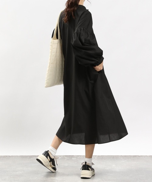 GLOBAL WORK Smile Seed Store（グローバルワーク スマイルシードストア）の「袖ボリュームワンピース/976998（シャツワンピース・レディース・チェック/ブルー系その他6/ブルー系その他5/ブラック・SMALL/MEDIUM/X-LARGE/LARGE）」の7枚目の写真