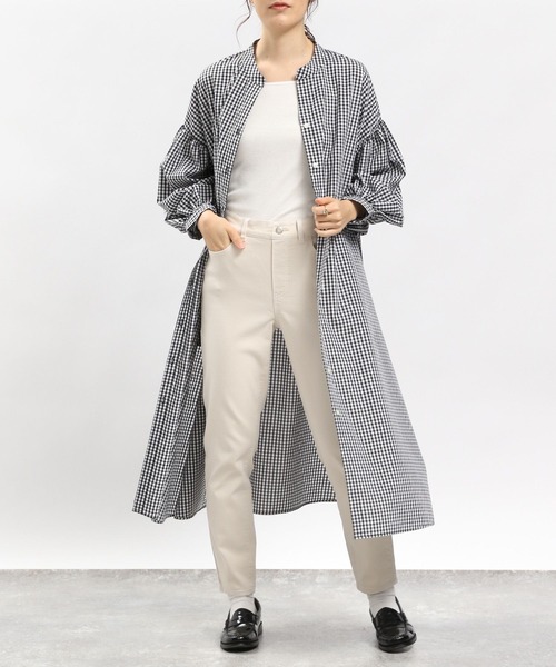 GLOBAL WORK Smile Seed Store（グローバルワーク スマイルシードストア）の「袖ボリュームワンピース/976998（シャツワンピース・レディース・チェック/ブルー系その他6/ブルー系その他5/ブラック・SMALL/MEDIUM/X-LARGE/LARGE）」の5枚目の写真