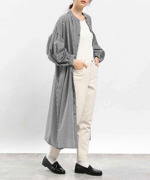 GLOBAL WORK Smile Seed Store（グローバルワーク スマイルシードストア）の「袖ボリュームワンピース/976998（シャツワンピース・レディース・チェック/ブルー系その他6/ブルー系その他5/ブラック・SMALL/MEDIUM/X-LARGE/LARGE）」の6枚目の写真