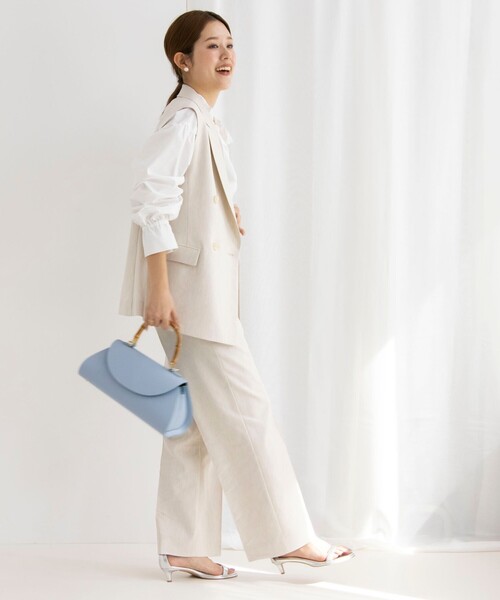 NOLLEY’S（ノーリーズ）の「《セットアップ対応》ウォッシャブル麻混ストレッチジレ（ベスト・レディース・ネイビー/ベージュ・38）」の13枚目の写真