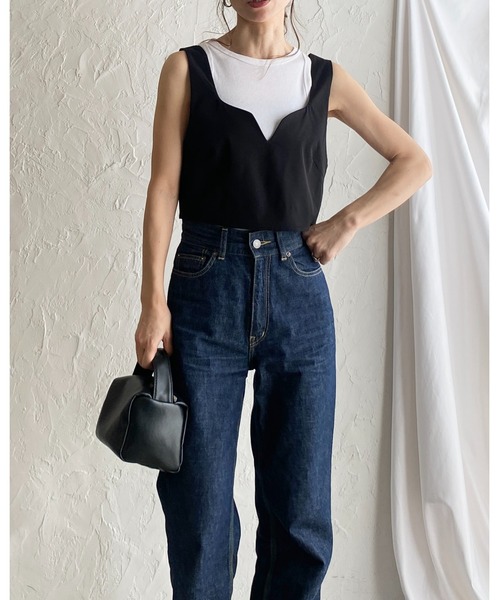 UNDERNEATH レーヨンストレッチ バックジップビスチェ SALE 背中あき トップス 半袖 バックオープン tシャツ 背中開き