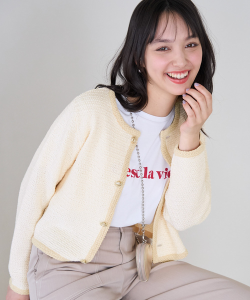 ROPE' PICNIC(ロペピクニック)の「サマーツイード風ニットカーディガン(カーディガン/ボレロ・レディース・ブラック系その他/グレー系その他/ホワイト系その他6・38)」の13枚目の写真