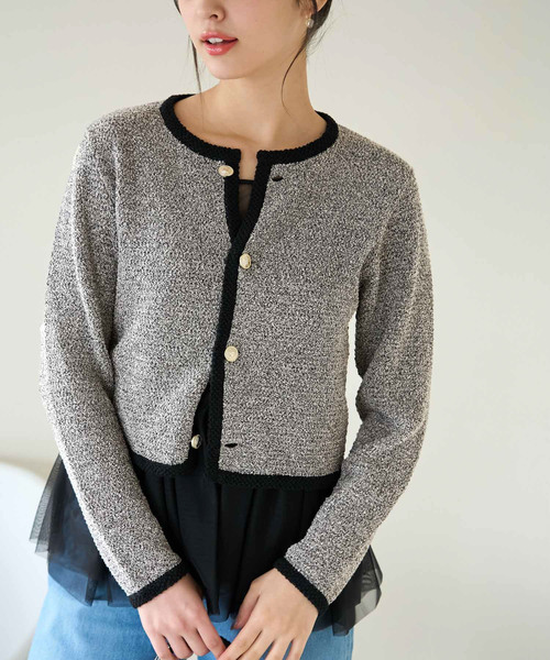 ROPE' PICNIC(ロペピクニック)の「サマーツイード風ニットカーディガン(カーディガン/ボレロ・レディース・ブラック系その他/グレー系その他/ホワイト系その他6・38)」の12枚目の写真