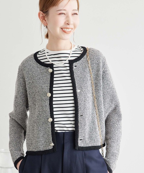 ROPE' PICNIC(ロペピクニック)の「サマーツイード風ニットカーディガン(カーディガン/ボレロ・レディース・ブラック系その他/グレー系その他/ホワイト系その他6・38)」の6枚目の写真