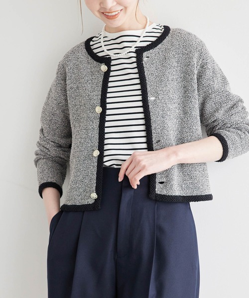 ROPE' PICNIC(ロペピクニック)の「サマーツイード風ニットカーディガン(カーディガン/ボレロ・レディース・ブラック系その他/グレー系その他/ホワイト系その他6・38)」の7枚目の写真