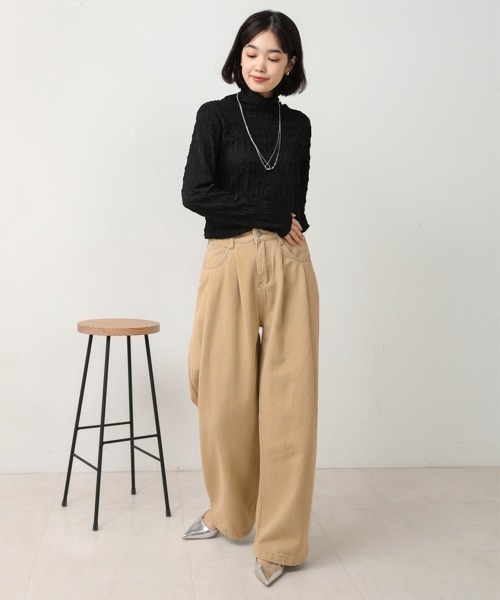 Bou Jeloud(ブージュルード)の「タックワイドパンツ(その他パンツ・レディース・ベージュ/ホワイト/ダークネイビー・38/36)」の8枚目の写真