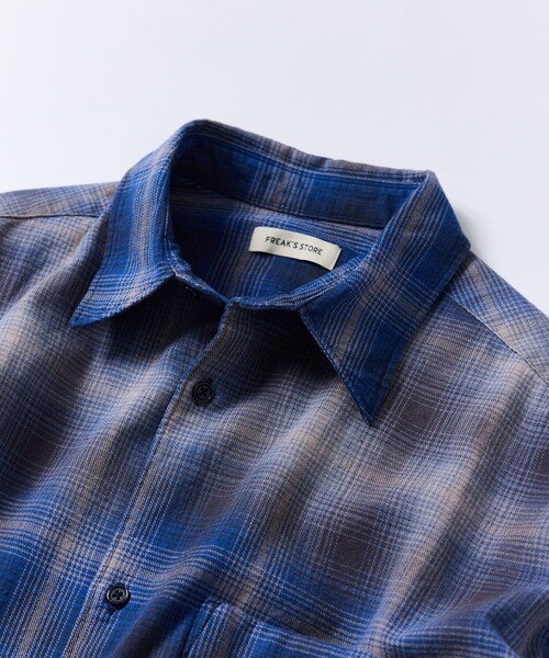 FREAK'S STORE(フリークスストア)の「限定展開 Relax Fit リラックスフィット ブリーチ加工 オンブレチェック ネルシャツ/ビッグシルエット(シャツ/ブラウス・メンズ・ホワイト/ブラック/オリーブ/ブルー・SMALL/LARGE/MEDIUM)」の7枚目の写真