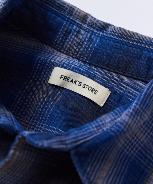 FREAK'S STORE(フリークスストア)の「限定展開 Relax Fit リラックスフィット ブリーチ加工 オンブレチェック ネルシャツ/ビッグシルエット(シャツ/ブラウス・メンズ・ホワイト/ブラック/オリーブ/ブルー・SMALL/LARGE/MEDIUM)」の8枚目の写真