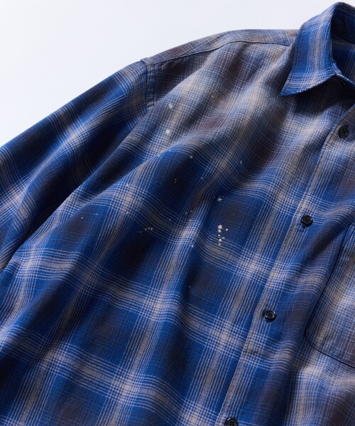 FREAK'S STORE(フリークスストア)の「限定展開 Relax Fit リラックスフィット ブリーチ加工 オンブレチェック ネルシャツ/ビッグシルエット(シャツ/ブラウス・メンズ・ホワイト/ブラック/オリーブ/ブルー・SMALL/LARGE/MEDIUM)」の17枚目の写真