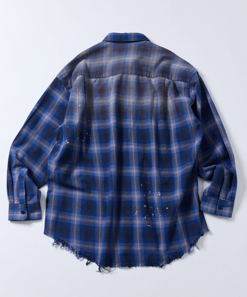 FREAK'S STORE(フリークスストア)の「限定展開 Relax Fit リラックスフィット ブリーチ加工 オンブレチェック ネルシャツ/ビッグシルエット(シャツ/ブラウス・メンズ・ホワイト/ブラック/オリーブ/ブルー・SMALL/LARGE/MEDIUM)」の20枚目の写真