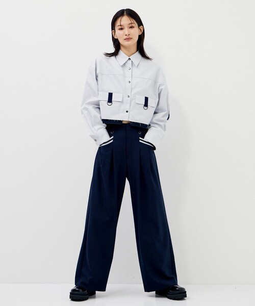 CITY TOKYO(シティトウキョウ)の「タフタラインポケットストレートパンツ(スラックス・レディース・ネイビー/ライトグレー・1/2)」の4枚目の写真