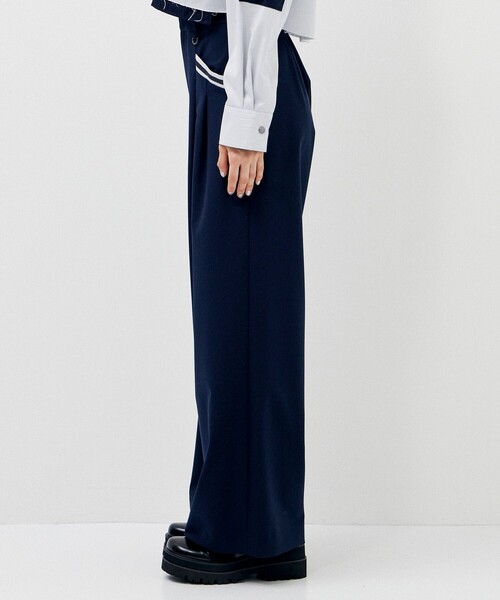 CITY TOKYO(シティトウキョウ)の「タフタラインポケットストレートパンツ(スラックス・レディース・ネイビー/ライトグレー・1/2)」の6枚目の写真