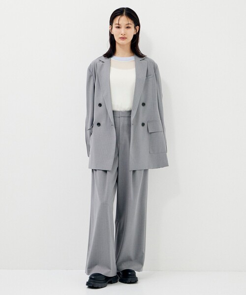 CITY TOKYO(シティトウキョウ)の「タフタラインポケットストレートパンツ(スラックス・レディース・ネイビー/ライトグレー・1/2)」の8枚目の写真