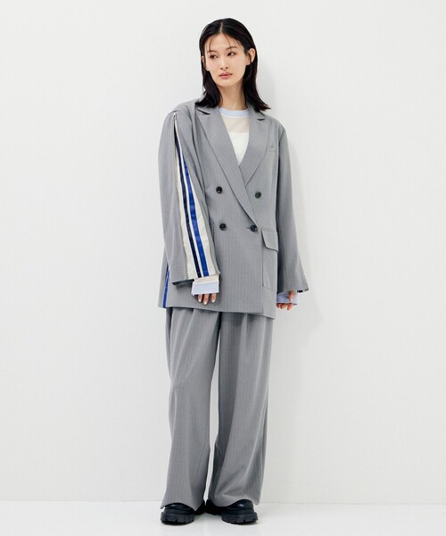 CITY TOKYO(シティトウキョウ)の「タフタラインポケットストレートパンツ(スラックス・レディース・ネイビー/ライトグレー・1/2)」の9枚目の写真