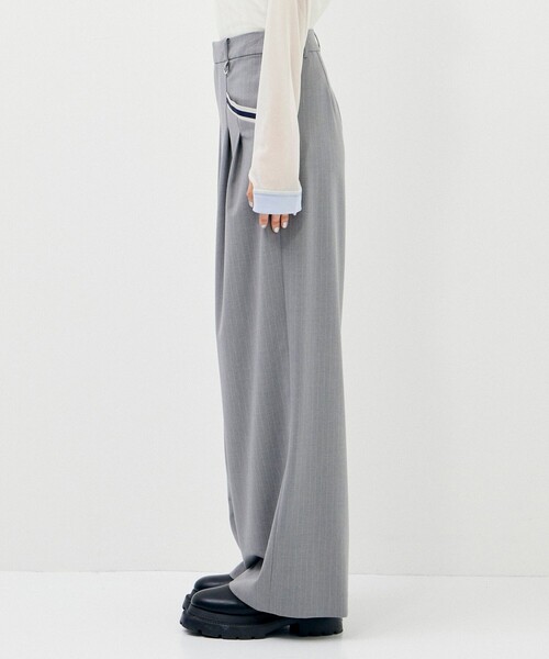 CITY TOKYO(シティトウキョウ)の「タフタラインポケットストレートパンツ(スラックス・レディース・ネイビー/ライトグレー・1/2)」の11枚目の写真