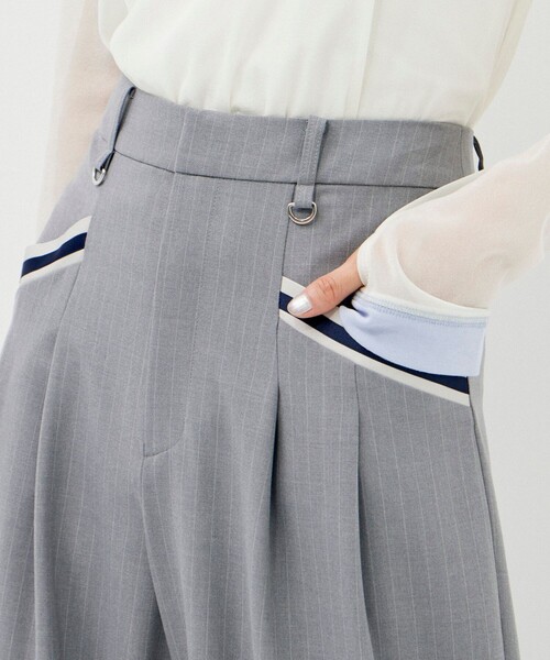 CITY TOKYO(シティトウキョウ)の「タフタラインポケットストレートパンツ(スラックス・レディース・ネイビー/ライトグレー・1/2)」の14枚目の写真