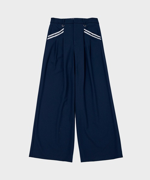 CITY TOKYO(シティトウキョウ)の「タフタラインポケットストレートパンツ(スラックス・レディース・ネイビー/ライトグレー・1/2)」の1枚目の写真