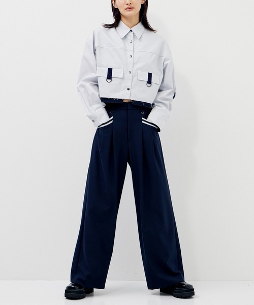 CITY TOKYO(シティトウキョウ)の「タフタラインポケットストレートパンツ(スラックス・レディース・ネイビー/ライトグレー・1/2)」の18枚目の写真