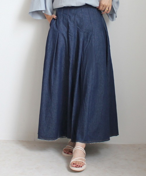 SELECT LEVERY(セレクトリベリー)の「デニムタックフレアスカート(デニムスカート・レディース・ネイビー/グレー/ブルー・X-LARGE/LARGE/MEDIUM/SMALL)」の8枚目の写真