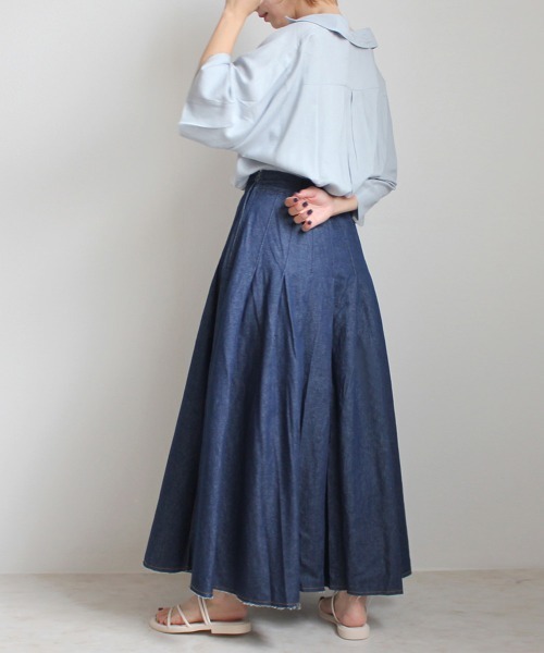 SELECT LEVERY(セレクトリベリー)の「デニムタックフレアスカート(デニムスカート・レディース・ネイビー/グレー/ブルー・X-LARGE/LARGE/MEDIUM/SMALL)」の9枚目の写真