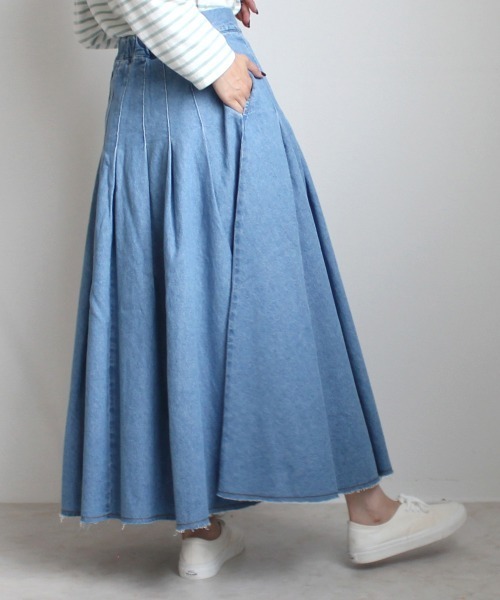 SELECT LEVERY(セレクトリベリー)の「デニムタックフレアスカート(デニムスカート・レディース・ネイビー/グレー/ブルー・X-LARGE/LARGE/MEDIUM/SMALL)」の10枚目の写真