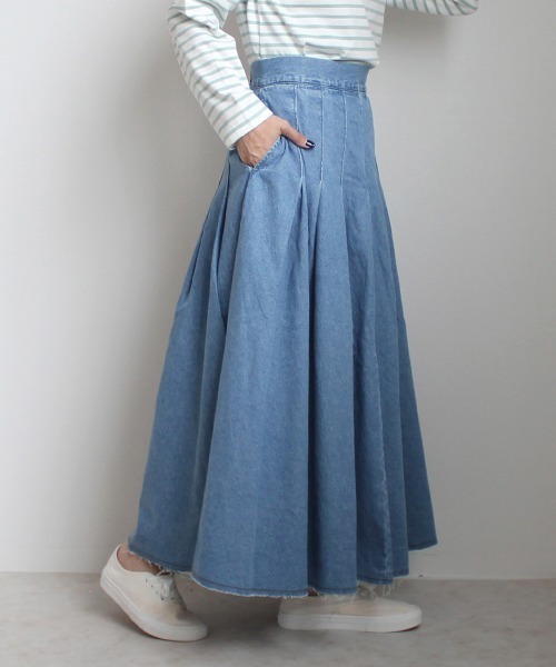 SELECT LEVERY(セレクトリベリー)の「デニムタックフレアスカート(デニムスカート・レディース・ネイビー/グレー/ブルー・X-LARGE/LARGE/MEDIUM/SMALL)」の11枚目の写真