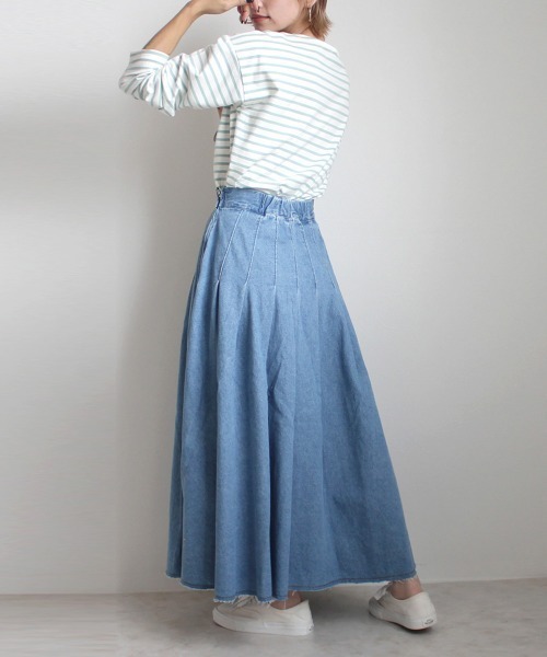 SELECT LEVERY(セレクトリベリー)の「デニムタックフレアスカート(デニムスカート・レディース・ネイビー/グレー/ブルー・X-LARGE/LARGE/MEDIUM/SMALL)」の12枚目の写真