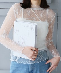 リボンシースルートップス