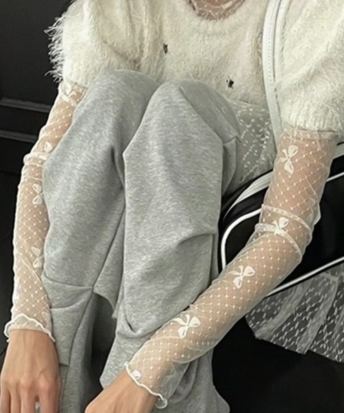 LAFFMO（ラフモ）の「リボンシースルートップス（Tシャツ/カットソー・レディース・ホワイト/ブラック・F）」の3枚目の写真