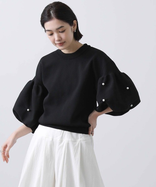 anana(アナナ)の「Eパール付パフSVニット(ニット/セーター・レディース・ブラック/オフホワイト・FREE)」の11枚目の写真