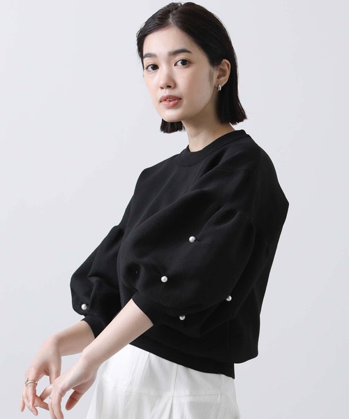 anana(アナナ)の「Eパール付パフSVニット(ニット/セーター・レディース・ブラック/オフホワイト・FREE)」の12枚目の写真